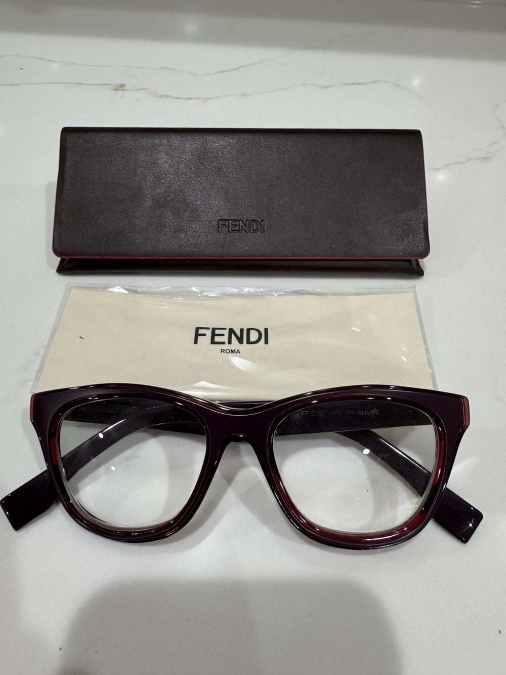 Fendi FF 0197 Burgundy Cat Eye Eyeglasses